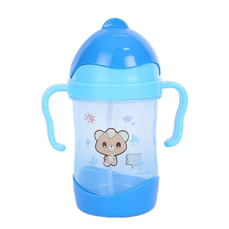 

300ml Portable Kid Baby Sippy Cup Training Straw Water Milk Learn Drinking Bottle