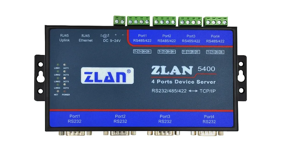 DHCP DNS 4 port RS232 RS485 RS422 to TCP/IP Ethernet RJ45
