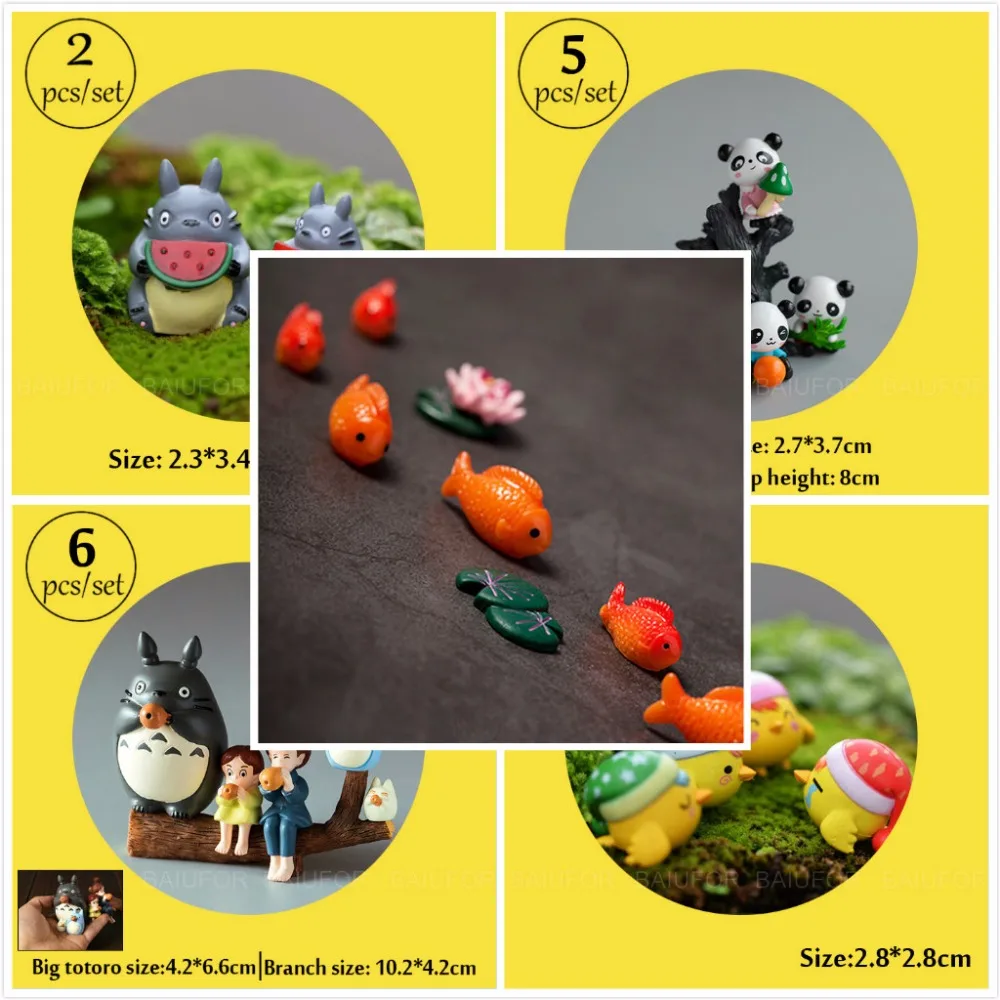

BAIUFOR Miniatures duck fish chicken totoro panda rabbit bear couple Terrarium figurines Mini Fairy Garden Decor Car Cake Decor