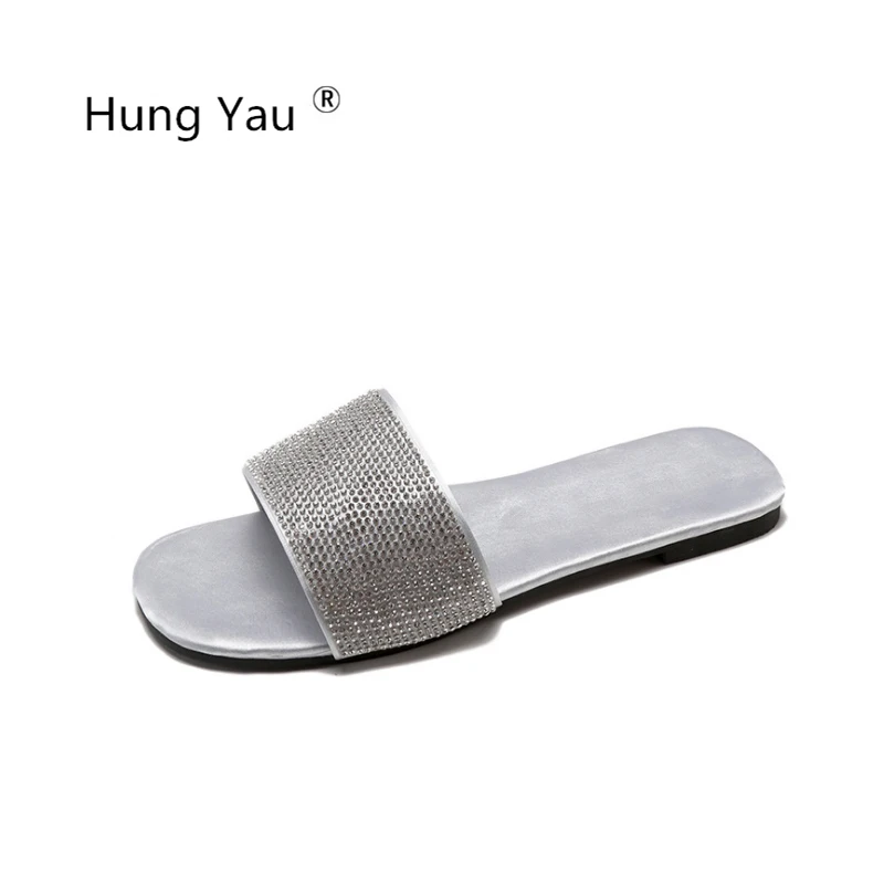 

Hung Yau Shoes For Women Sandals Flips Flops Summer Style Shoes Woman Sandals Fashion Bling Sequins Female Slides Flat Size 8
