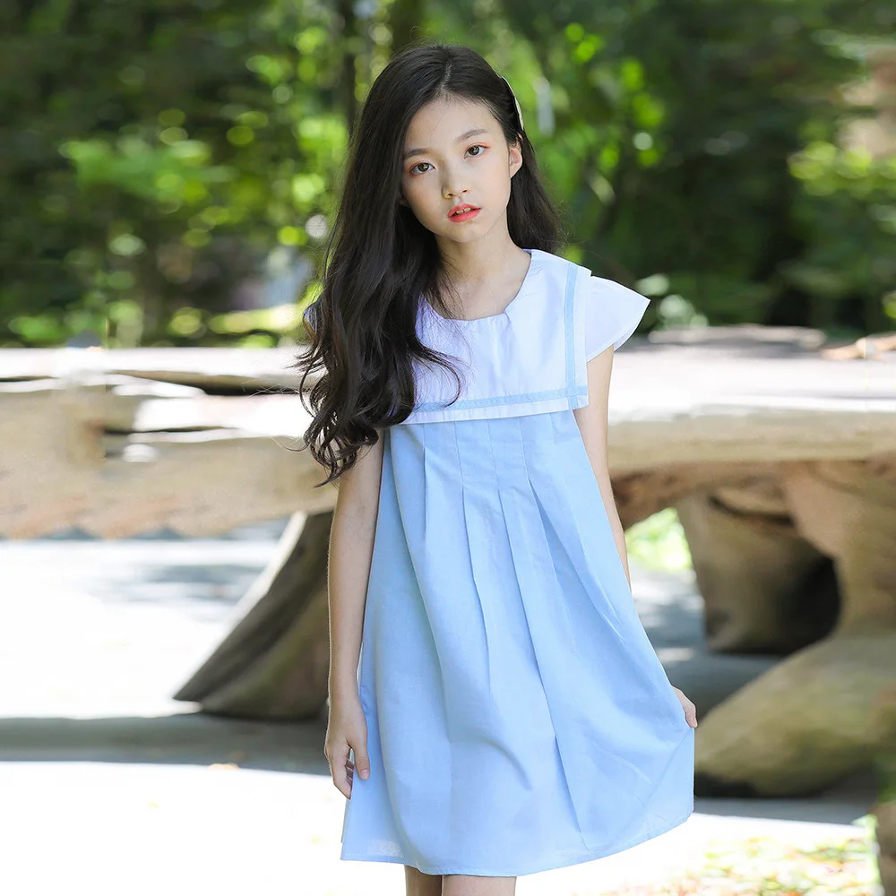 

2019 Summer New Girls Lovely Preppy Style Princess Dresses Korean Style Girls Dress Sleeveless