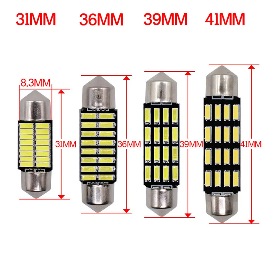 100x Большая распродажа оптом Автомобильный светодиодный фестон 31 мм 36 мм 39 мм 41 мм светильник c5w 16 SMD led 16smd 4014 Автомобильные светодиодные лампы