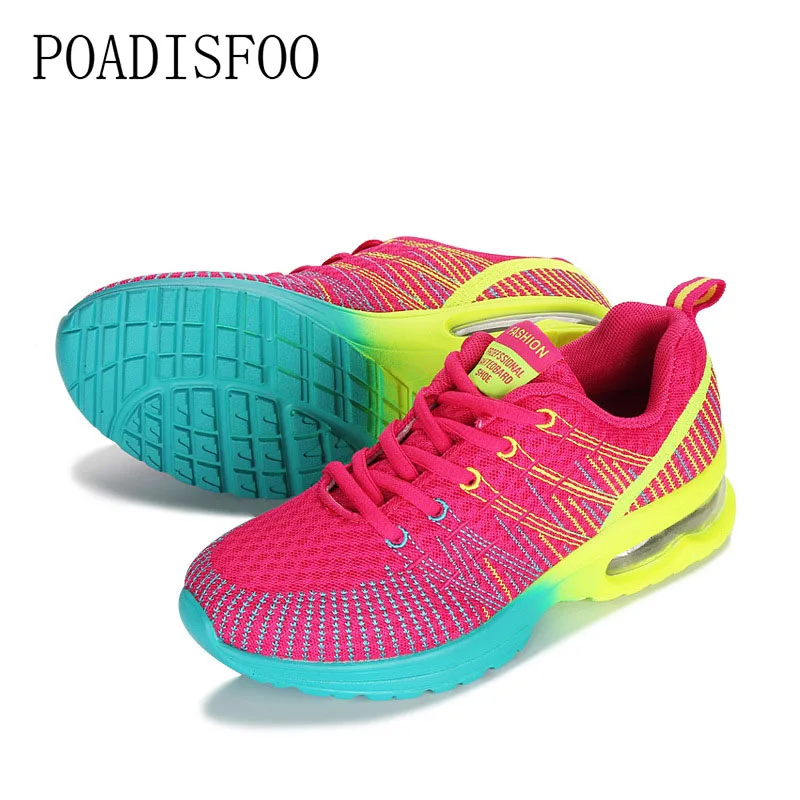 

POADISFOO Spring New Flying Woven Shoes Women Breathable Mesh Air Cushion Shoes Casual Shoes Lightweight Travel shoes.LCH-861