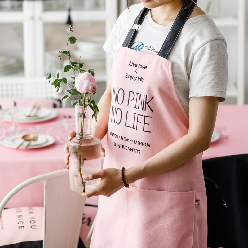 Najtaniej W stylu skandynawskim dziewczyna różowa bawełniana pościel fartuch wodoodporny kawiarnie i kwiaciarnie pracują czyszczenie fartuchy dla kobiet mycie daidle