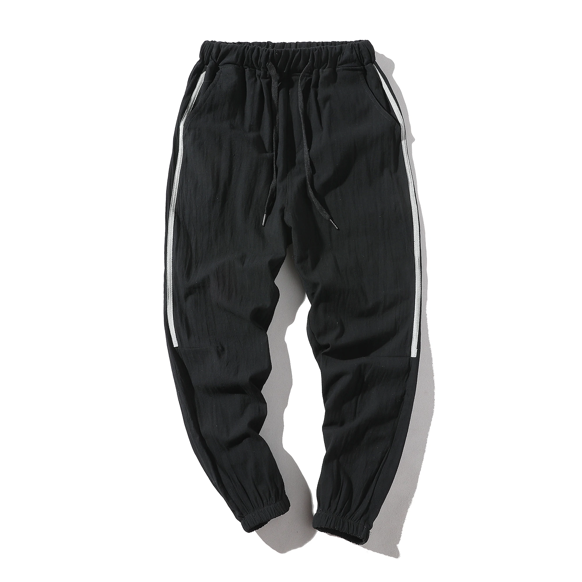 Модные новые хлопковые льняные повседневные брюки, мужские льняные свободные брюки-карандаш длиной до щиколотки, мужские повседневные брюки с эластичной резинкой на талии большого размера