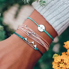 DIEZI Богемия горный веревочный браслет цепочка для женщин ручной работы Плетение серебристый компас браслеты Pulseras Mujer ювелирные изделия с кисточками подарки