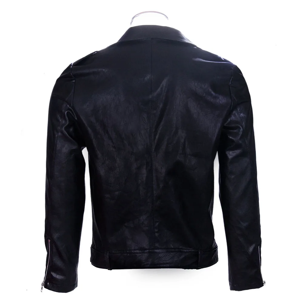 The Walking Dead Negan Men's Motorcycle Leather Jacket PU Leather Jacket Cosplay Black Fresh Top Coat Halloween Party Prop (6)
