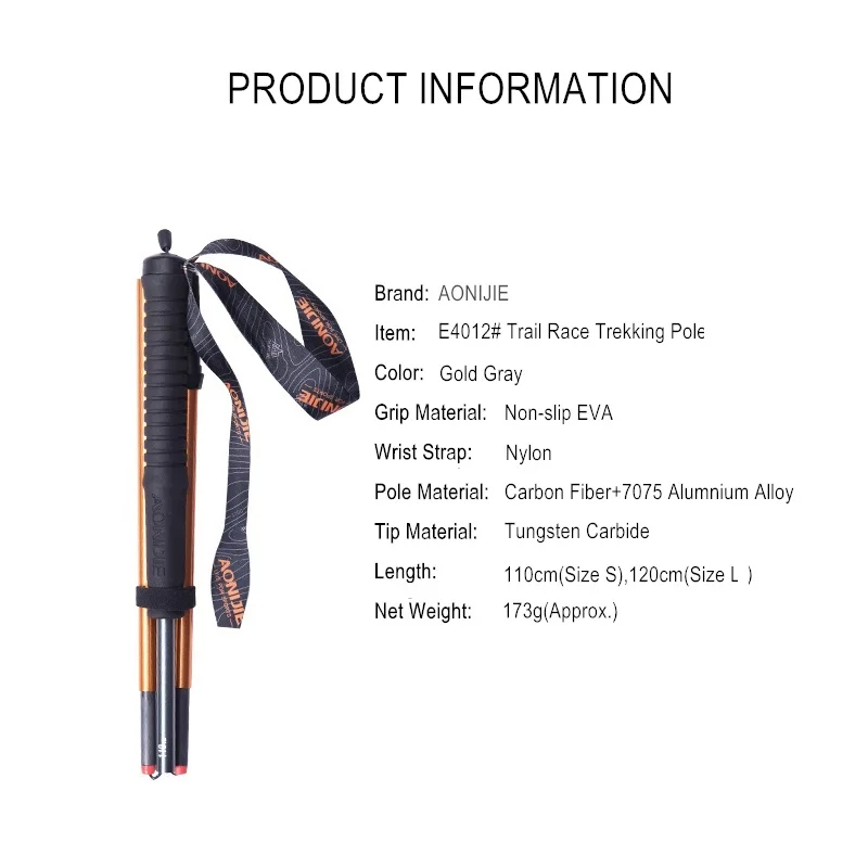 Corrida de Caminhada Vara de Fibra de Carbono Aonijie M-pole Dobrável Ultraleve Bloqueio Rápido Trekking Pólos Caminhadas Pólo E4102 Mod. 1260293 10 Cheap Bengalas