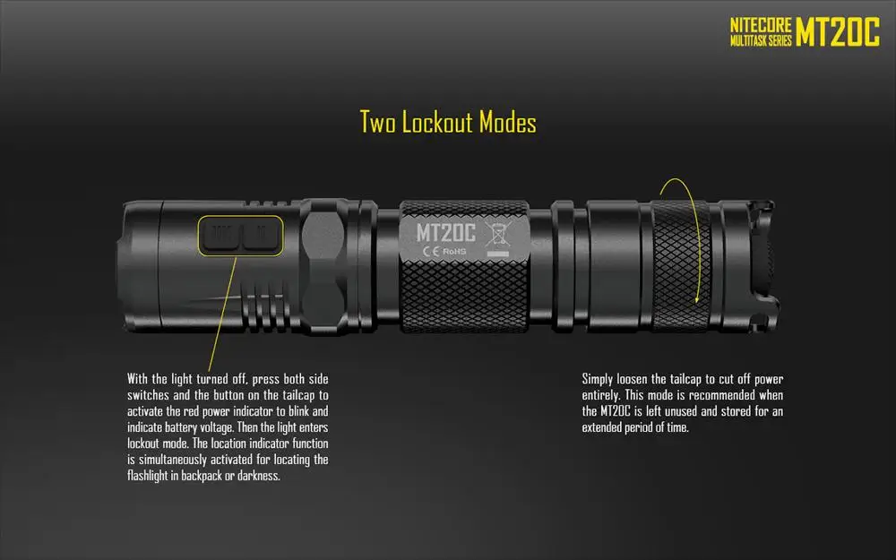 Новый Nitecore mt20c Портативный тактический фонарь CREE XP-G2 R5 460 люмен Красный светом 1*18650 Кемпинг стороны света