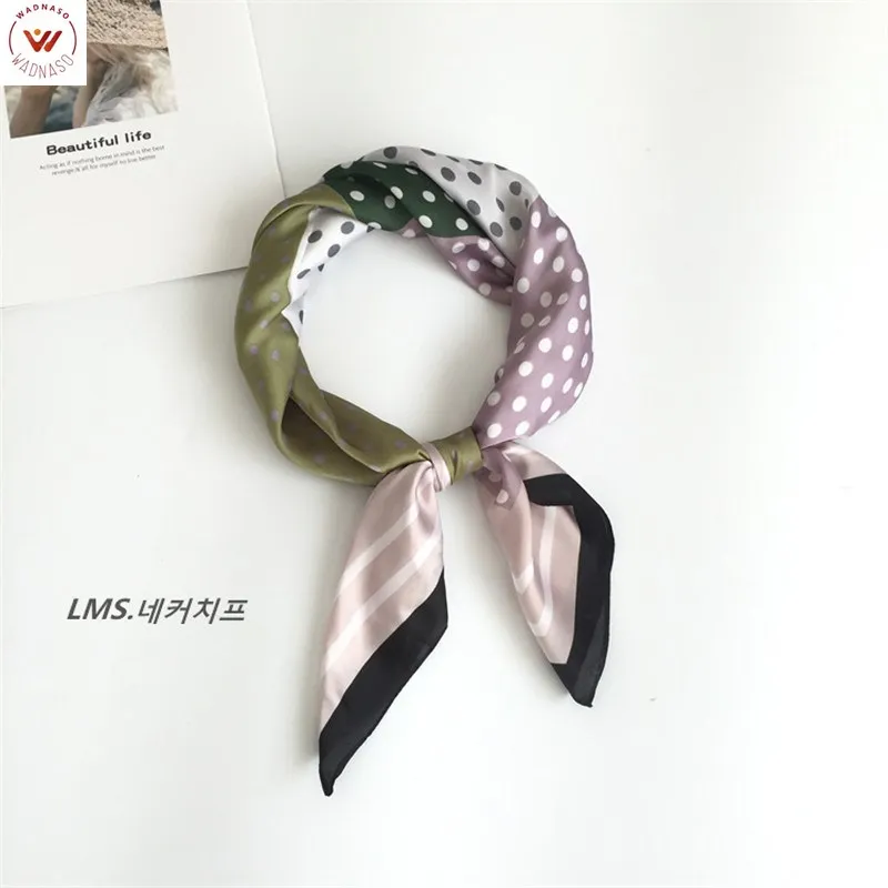 

Winter Scarf New Arrival Real Silk Hijab 2019 Spring And Autumn Korea Small Scarf Wave Point Square Female Wild Decoration Hair