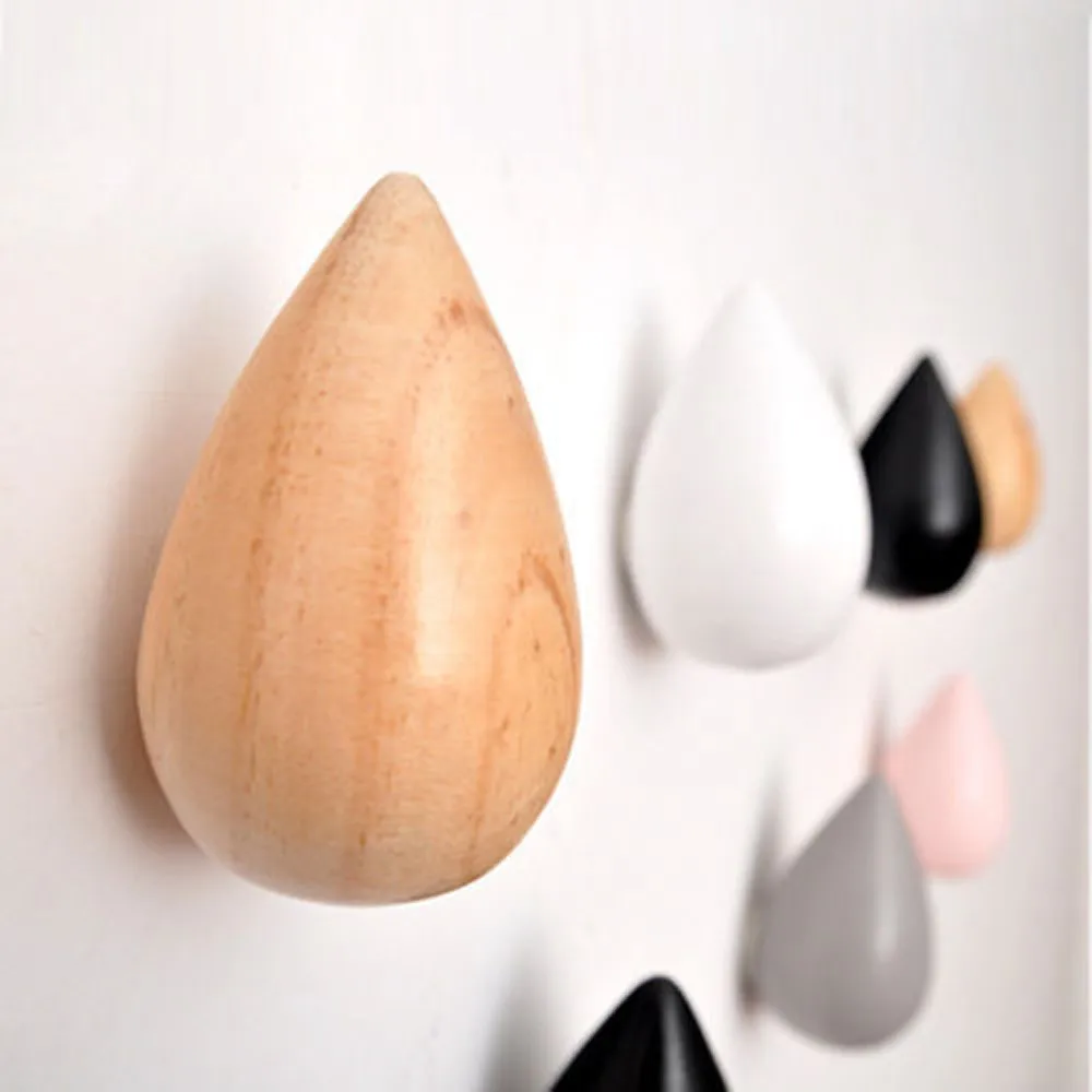 

1 Pcs Beautiful Oak+Water Paint Wall Hanger Chic Water Drop Shape Home Bathroom Door Coat Hat Single Hook Holder 7.5cm*5.2cm@T15