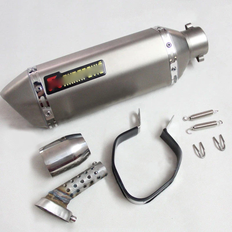 

Motorcycle Exhaust Pipe 38-51mm Silver Universal Exhaust Muffler Pipe w/DB Killer Slip On Silencer accessories parts