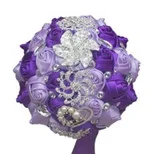 Романтический фиолетовый шелк свадебная брошь букеты Ramos de novia орнамент искусственные цветы, хрустальные Букеты Свадебные Вы