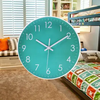

New Modern Indoor Bedroom Living Room Office Movement Quartz Needle Round Silent Sweep Quartz Wall Clock Hanging Decor Free Ship