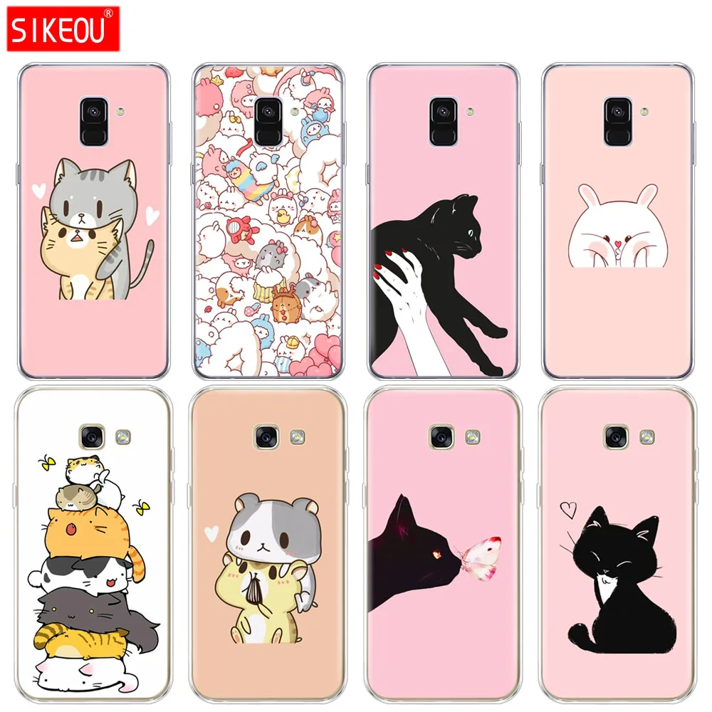

Silicon phone case cover for Samsung Galaxy A6 A8 2018 A3 A310 A5 A510 A7 2016 2017 Kawaii Molang Cartoon Anime dog cat