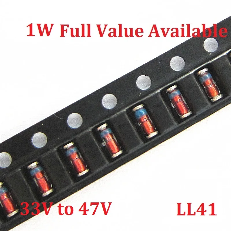 

50PCS 1W Zener diode ZM4752A/33V ZM4753A/36v ZM4754A/39V ZM4755A/43V ZM4756A/47V LL41
