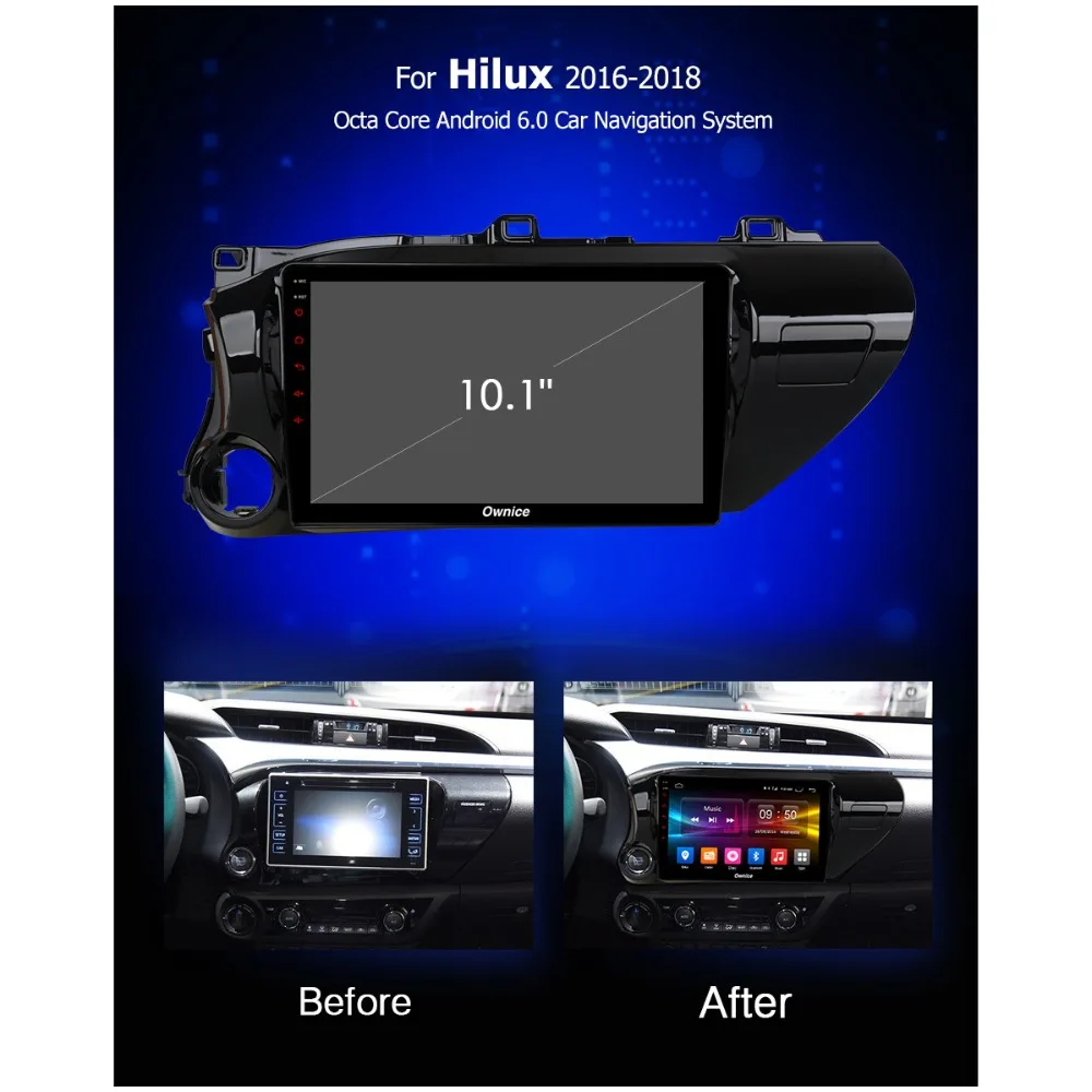 Flash Deal 10.1" IPS Android 8.1 Car Radio For Toyota Hilux 2016 2017 2018 auto DVD on-board computer Navigation GPS AUDIO DSP CarPlay 1