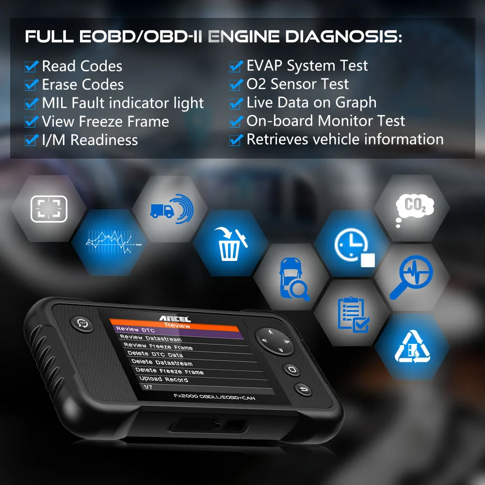 Ancel FX2000 OBD2 Scanner Auto Diagnostic Tool ABS SRS Airbag ENG AT Gearbox Code Reader Multi Languages OBD 2 Car Diagnostics Ancel FX2000 OBD2 Scanner Auto Diagnostic Tool ABS SRS Airbag ENG AT Gearbox Code Reader Multi Languages OBD 2 Car Diagnostics