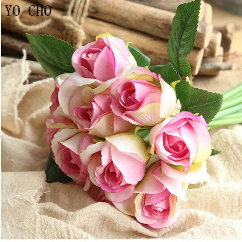 YO CHO Искусственные цветы 11 голов розы Шелковые букет для свадьбы Домашняя