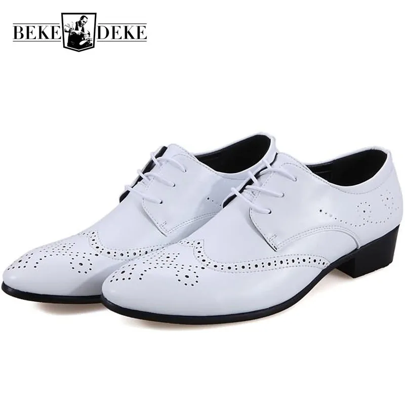 

Oxford Shoes Men Lace Up Faux Leather Winter Business Shoes Male Hot Sale Fashion Formal Shoes Wing Tip Block Black White Brown