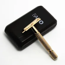 K золото двойной край Прямого Лезвия безопасности бритья ручной бритвы для мужчин лица