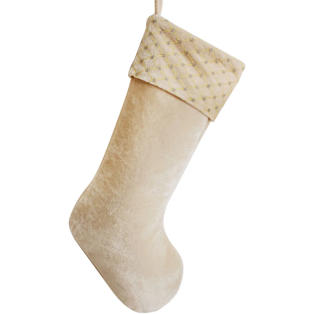 

Free Shipping Sequin Glitter Sparkle Diamond Embroidery Cuff Thickness Velvet Body Christmas Gift Stocking Gold -P4505