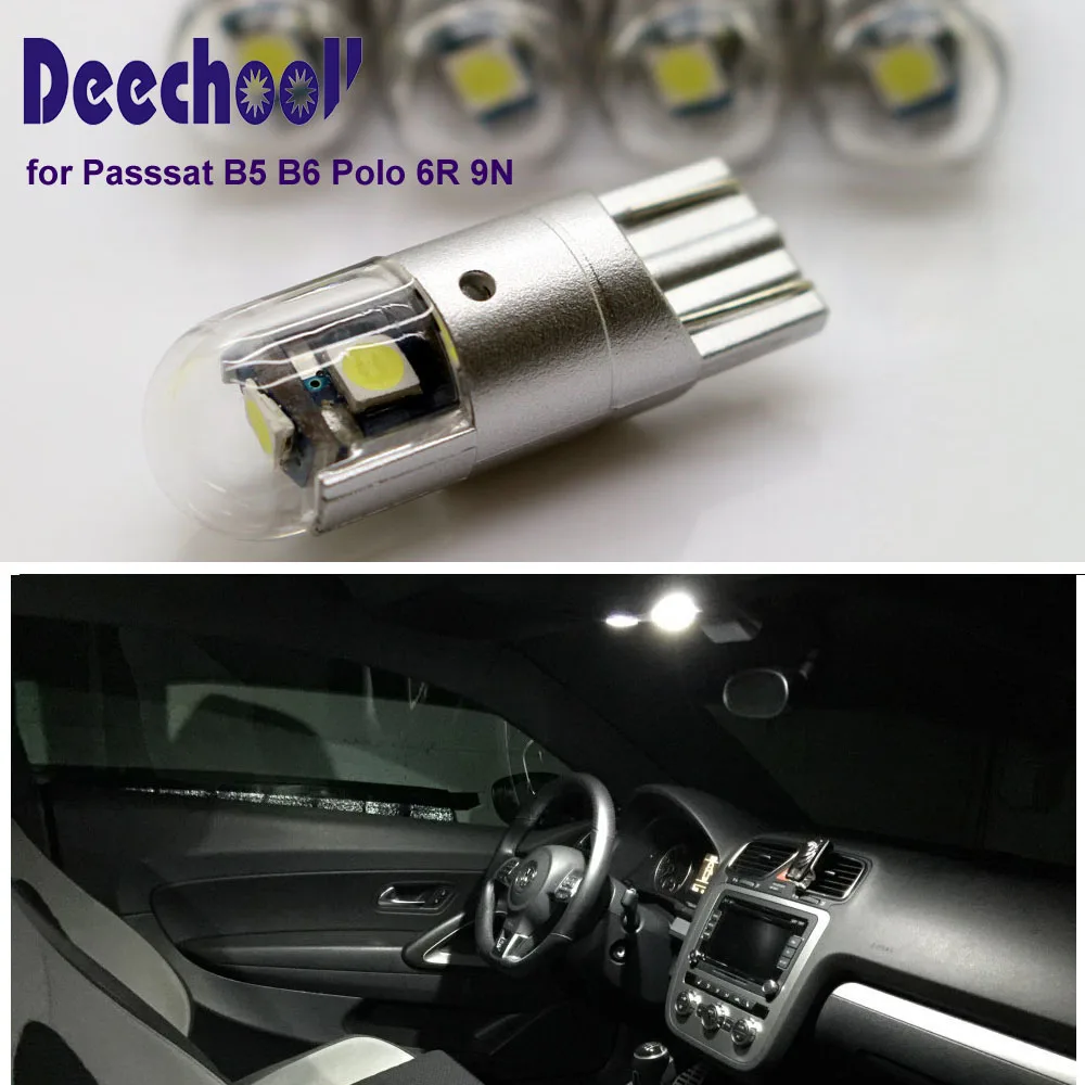 Автомобильный светодиодный светильник deechooll 2 шт. для VW White T10 194 168 чтения