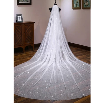 

2019 Ins New White Cathedral Wedding Veil Wide Bridal Accessory Veil Wedding Sequin Shining Veil with Comb accesorios novia