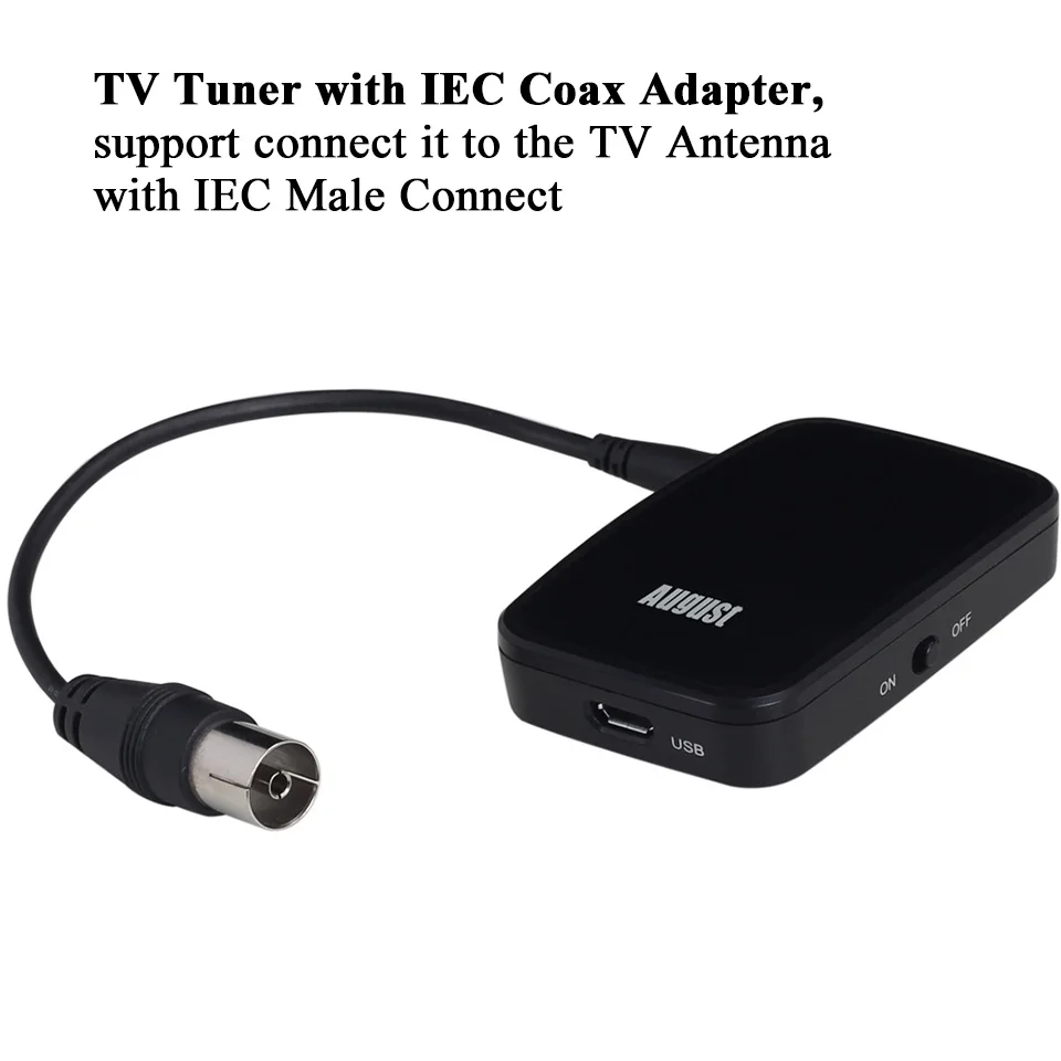 August DVB-T405 WIFI TV Tuner with IEC Coax Adapter 