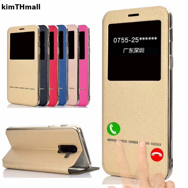 Case For Samsung Galaxy A6 2018 Cover Smart Flip Window view Soft phone case funda for Plus kimTHmall | Мобильные телефоны и