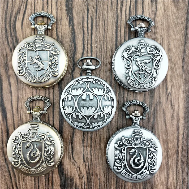 100pcs Vintage Bronze Snake Hogwarts Bird Animal Pocket Watch Hollow Pendant Chain Women's And