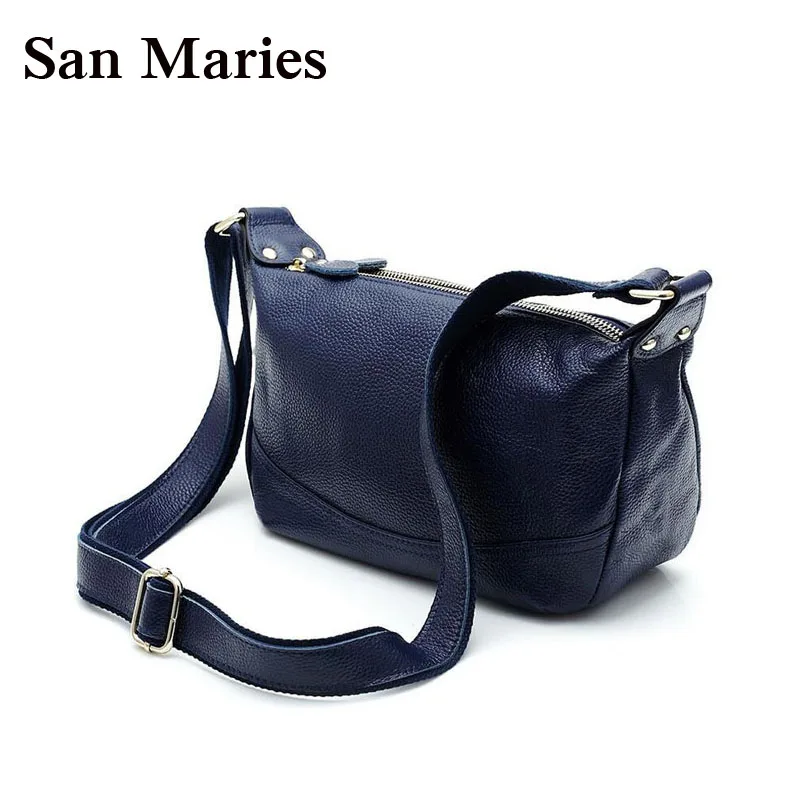  Genuine Leather Women Handbags Double Zipper Hobo...