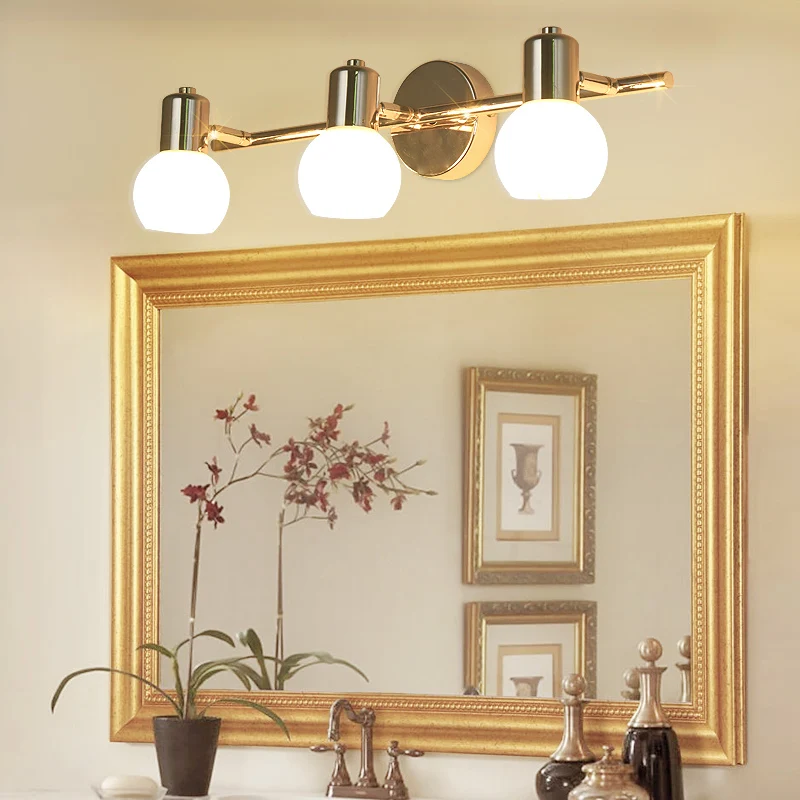 الفولاذ المقاوم للصدأ الحديث LED الجبهة مرآة ضوء الحمام ماكياج جدار مصابيح led الغرور المرحاض الحائط الشمعدانات تركيبة إضاءة