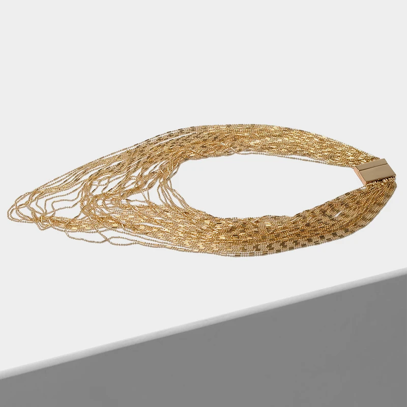

Amorita boutique Long and exaggerated thick multi-layer metal necklace