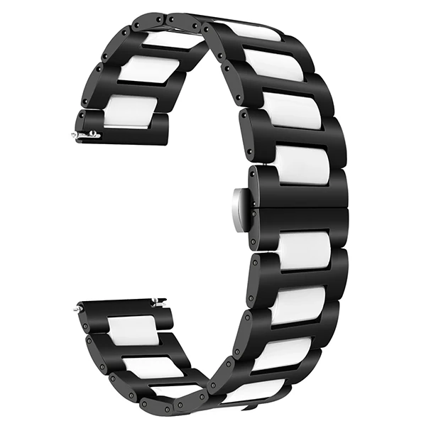 Керамика+ ремешок из нержавеющей стали 22 мм для samsung Galaxy Watch 46 мм SM-R800 быстросъемный ремешок сменный ремешок наручный ремень - Цвет ремешка: White Black