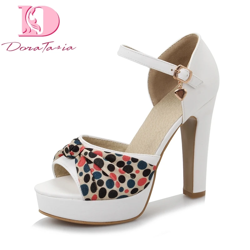 

Doratasia Brand 2019 Big Size 43 polka dot high Heels sweet party women's Shoes platform ins chic ankle-strap Sandals Shoes