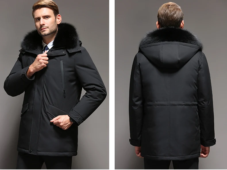 VSD Fashion Winter Jackets Men's Warm Down Coat Parka Thickening Rabbit hair Liner Detachable Turtleneck Windproof Concise VS887 (4)