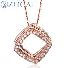 ZOCAI 18 K розовое золото ожерелье 0,15 Ct сертифицированный бриллиант кулон с 925 серебряной цепочкой в подарок JBD90218T