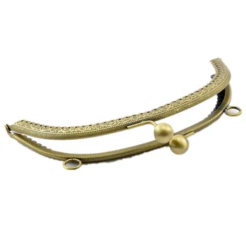 

1Pc Vintage Bronze Tone DIY Handbag Handle Clutch Coins Purse Arc Frame Kiss Clasp 16x9cm