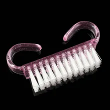 1 pc gel uv nova arte do prego escova de limpeza de plástico cuidados com os dedos poeira punho limpo esfregando ferramenta arquivo manicure pedicure cor rosa(China)