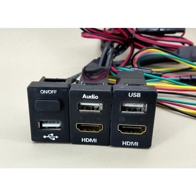

1PC USB Charger Car Charger USB Connector Voltage Display Temperature Audio Charger VOL.V TEM HDMI For Toyota Corolla Yaris IZOA