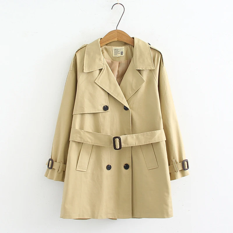 Spring Autumn Women's Casual Trench Coat Oversize Double Breasted