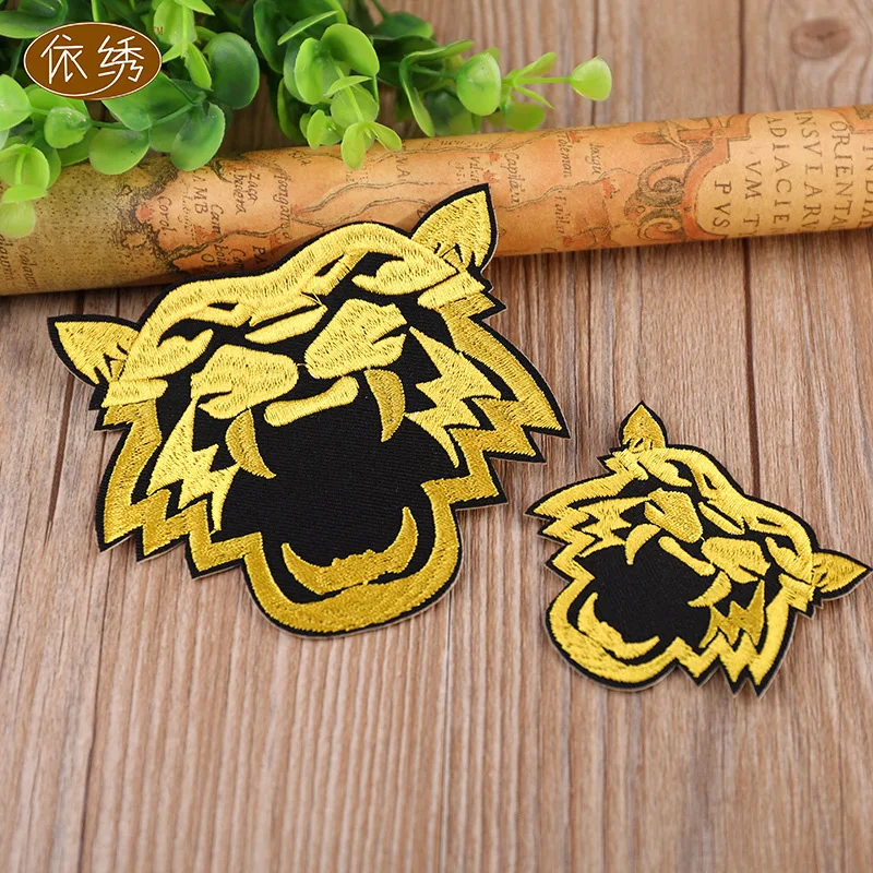 

Cloth patch embroidered chapter tiger head label clothes hole decoration ironing adhesive