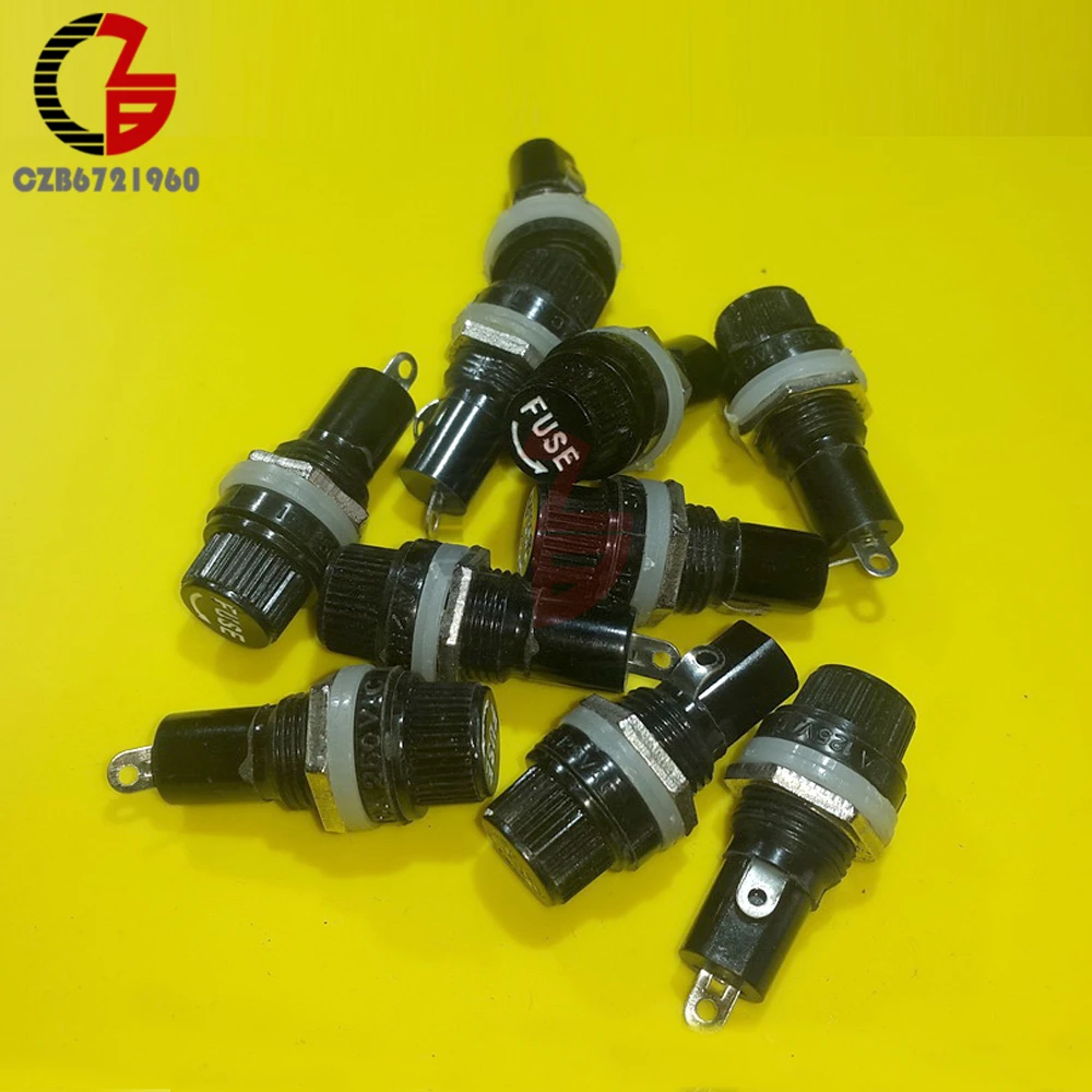 10pcs 5x20mm Fuse Holders 5x20mm Black Insurance Tube Socket Fuse Holder For 5x20mm Insurance Panel Mount Fuse Holder 10pcs 5x20mm Fuse Holders 5x20mm Black Insurance Tube Socket Fuse Holder For 5x20mm Insurance Panel Mount Fuse Holder