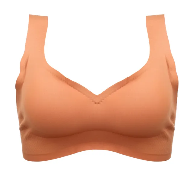 Pure Color Wide Shoulder Straps Women's Bra Bralette V Neck Seamless