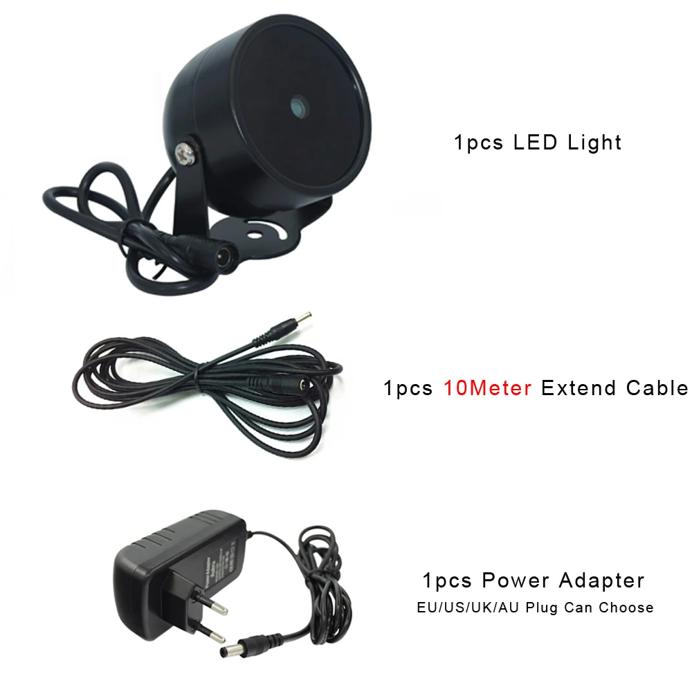 LED 10M Plug CCTV мини светодиоды 4 Массив ИК светодиодный осветитель ИК инфракрасный металлический водонепроницаемый заполняющий свет для ночного видения CCTV IP камера 10MCable - Цвет: LED 10M Plug