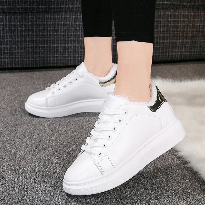 

Women Sneakers Soft Leather Winter Shoes Women Lace-up Platform White Shoes Women Tenis Feminino Casual Shoes Women Sneakers