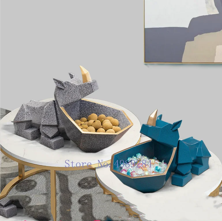

Creative Resin rhinoceros Desktop porch storage organization key Snack Storage Home Living room coffee table furnishings modern