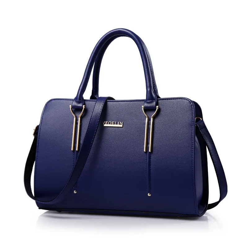 PU Leather Women Handbag 2016 New Office Shoulder Crossbody Bags Satchels Zipper Navy Blue ...