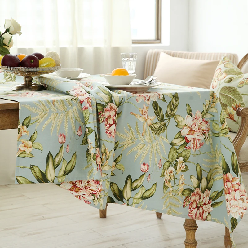 Jo s warm Evergreen Table Cloth Pastoral Flower Round Rectangle Coffee Dining Cover Polyester Cotton Blend